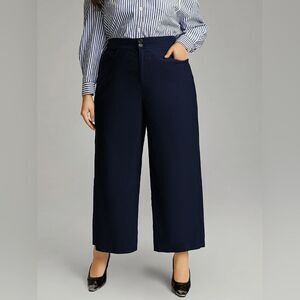 Bloomchic Wide Leg Cropped Pants Navy